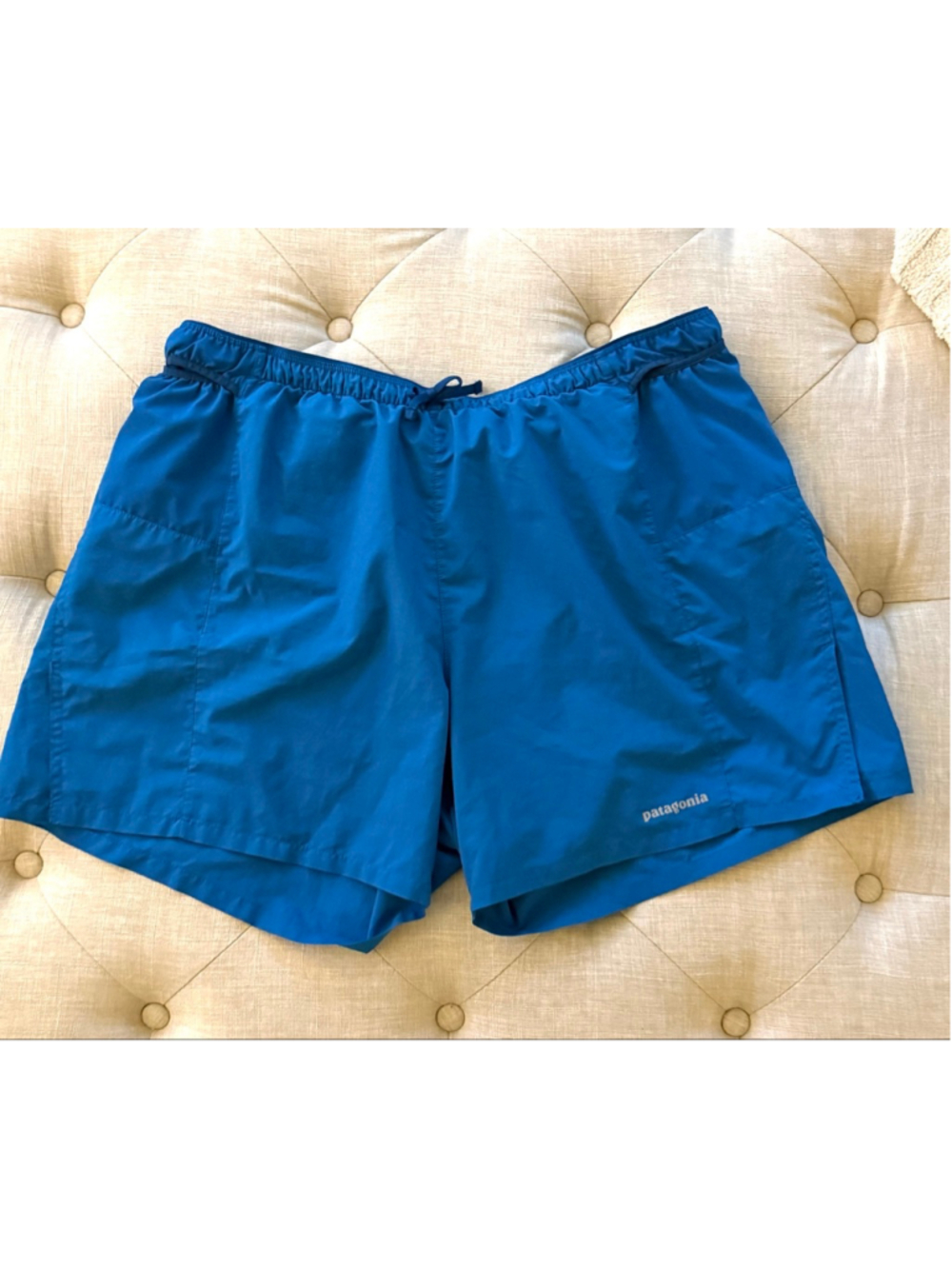 Men's Patagonia Blue Athletic Shorts L with Black Accents